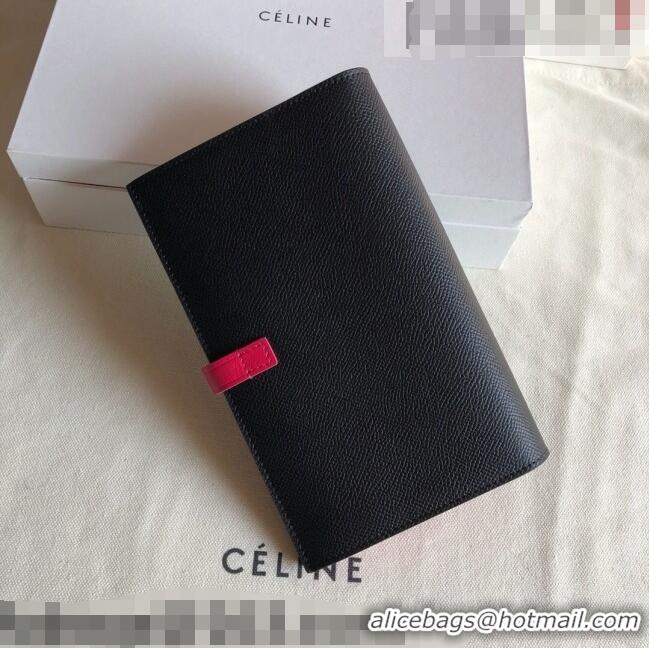 Well Crafted Celine Palm-Grained Leather Passport Wallet CE1825 Black/Red 2022