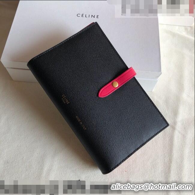 Well Crafted Celine Palm-Grained Leather Passport Wallet CE1825 Black/Red 2022