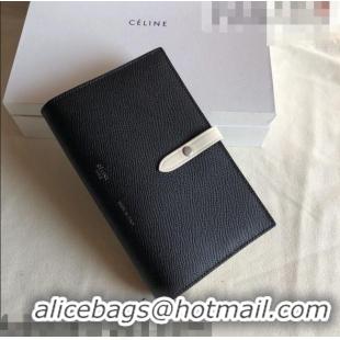 Shop Promotional Celine Palm-Grained Leather Passport Wallet CE1825 Black/White 2022