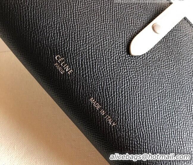 Shop Promotional Celine Palm-Grained Leather Passport Wallet CE1825 Black/White 2022