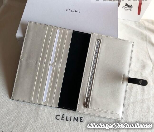 Shop Promotional Celine Palm-Grained Leather Passport Wallet CE1825 Black/White 2022