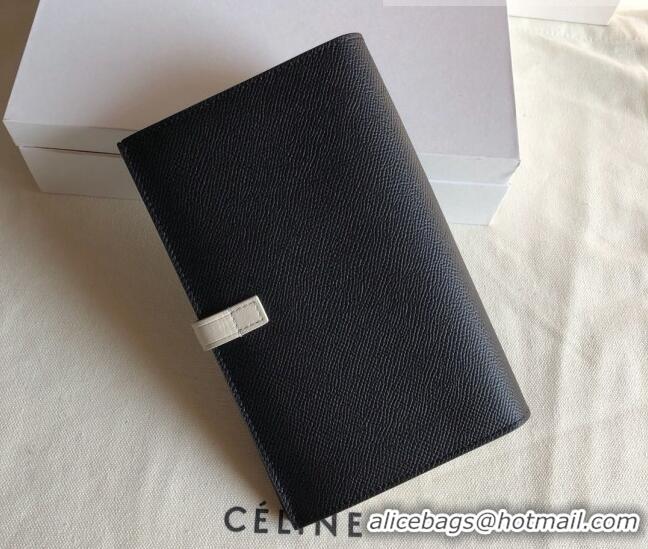 Shop Promotional Celine Palm-Grained Leather Passport Wallet CE1825 Black/White 2022