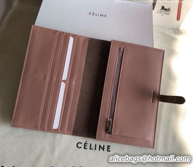 Affordable Price Celine Palm-Grained Leather Passport Wallet CE1825 Beige/Pink 2022