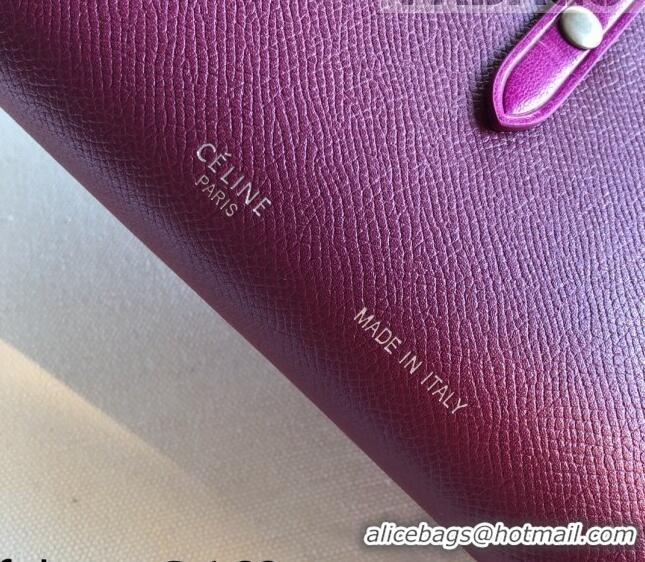 Top Design Celine Palm-Grained Leather Passport Wallet CE1825 Burgundy/Hot Pink 2022