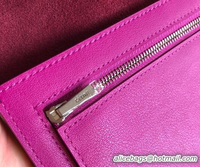 Top Design Celine Palm-Grained Leather Passport Wallet CE1825 Burgundy/Hot Pink 2022