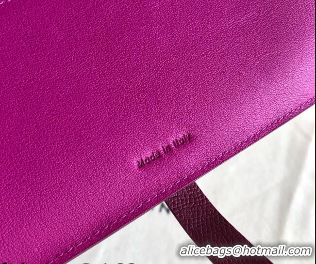 Top Design Celine Palm-Grained Leather Passport Wallet CE1825 Burgundy/Hot Pink 2022