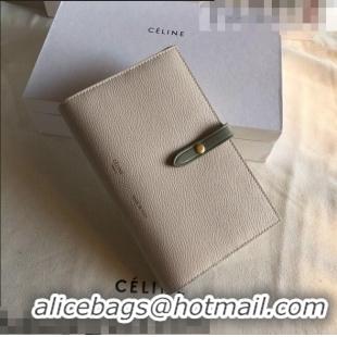 Promotional Celine Palm-Grained Leather Passport Wallet CE1825 Beige/Green 2022