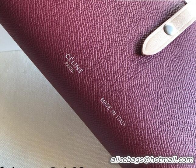 Low Cost Celine Palm-Grained Leather Passport Wallet CE1825 Burgundy/Nude 2022