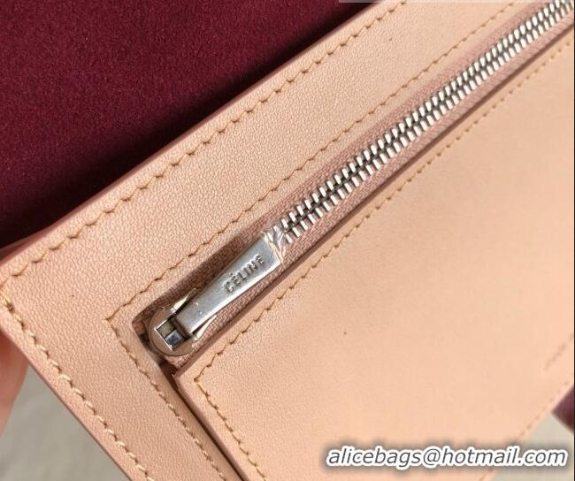 Low Cost Celine Palm-Grained Leather Passport Wallet CE1825 Burgundy/Nude 2022