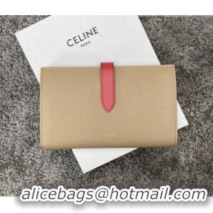 Promotional Celine Palm-Grained Leather Large Strap Wallet CE1826 Beige/Pink 2022