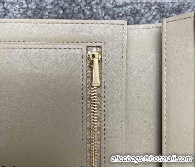 Promotional Celine Palm-Grained Leather Large Strap Wallet CE1826 Beige/Pink 2022