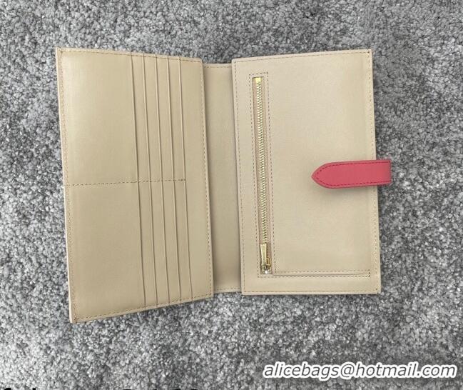 Promotional Celine Palm-Grained Leather Large Strap Wallet CE1826 Beige/Pink 2022