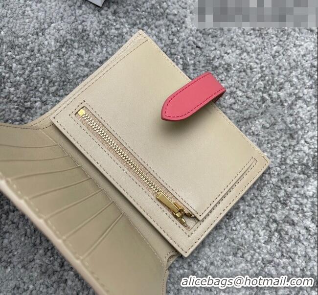 Buy Inexpensive Celine Palm-Grained Leather Medium Strap Wallet CE1827 Beige/Pink 2022