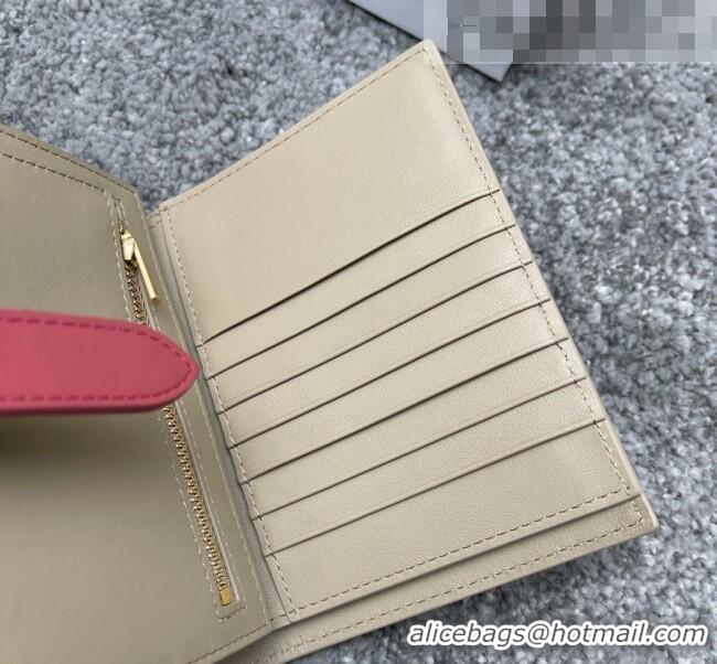 Buy Inexpensive Celine Palm-Grained Leather Medium Strap Wallet CE1827 Beige/Pink 2022