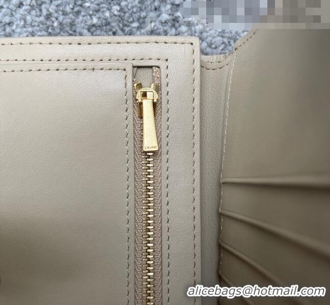 Buy Inexpensive Celine Palm-Grained Leather Medium Strap Wallet CE1827 Beige/Pink 2022