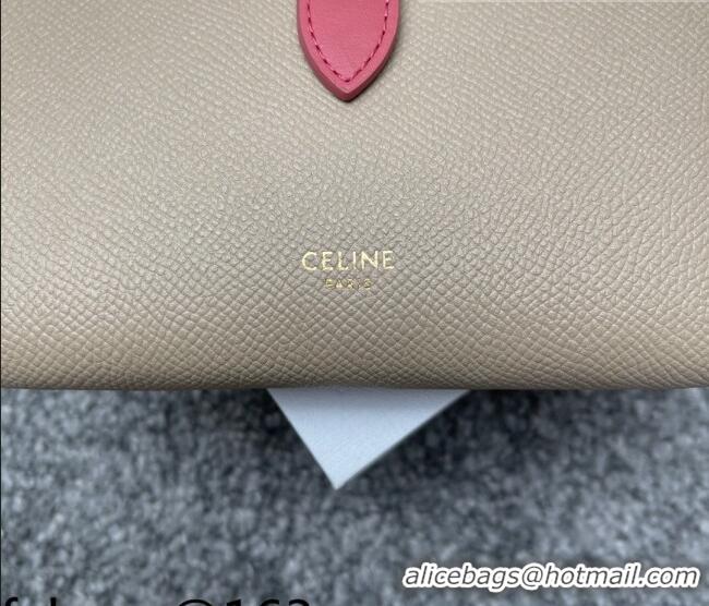 Buy Inexpensive Celine Palm-Grained Leather Medium Strap Wallet CE1827 Beige/Pink 2022