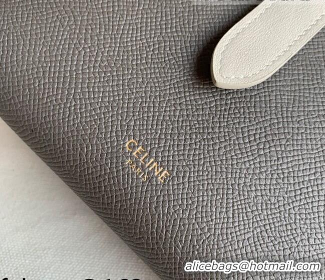 Famous Brand Celine Palm-Grained Leather Medium Strap Wallet CE1827 Grey/White 2022