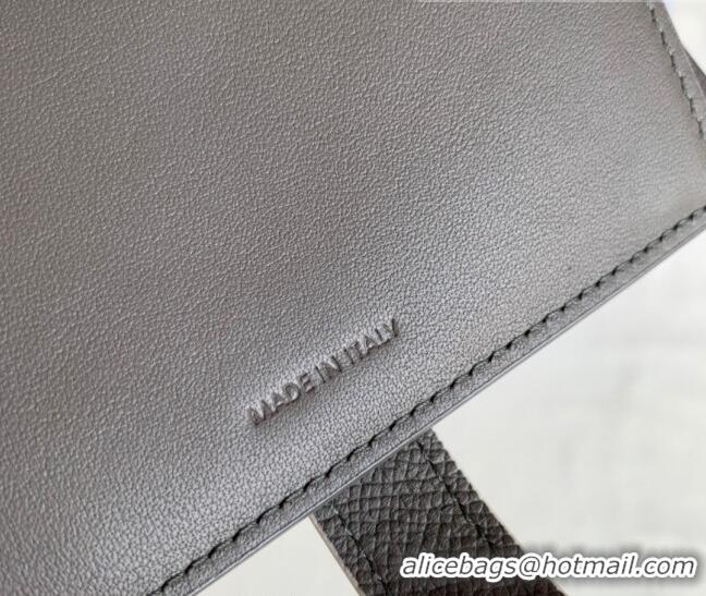 Famous Brand Celine Palm-Grained Leather Medium Strap Wallet CE1827 Grey/White 2022