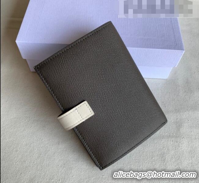 Famous Brand Celine Palm-Grained Leather Medium Strap Wallet CE1827 Grey/White 2022