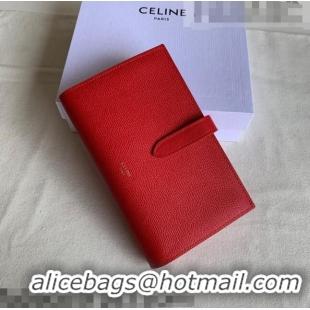 Chic Grade Celine Palm-Grained Leather Large Strap Wallet CE1826 Red 2022