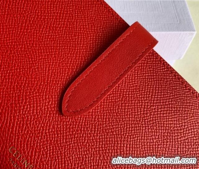 Chic Grade Celine Palm-Grained Leather Large Strap Wallet CE1826 Red 2022