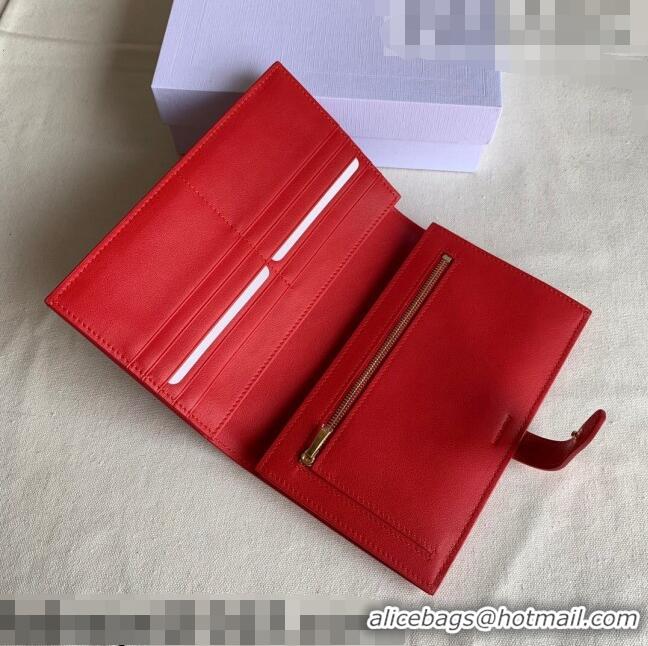 Chic Grade Celine Palm-Grained Leather Large Strap Wallet CE1826 Red 2022