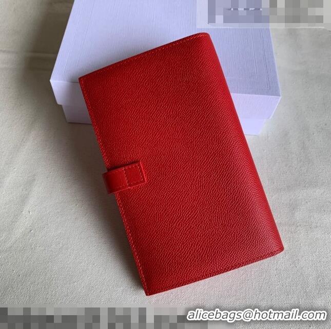 Chic Grade Celine Palm-Grained Leather Large Strap Wallet CE1826 Red 2022