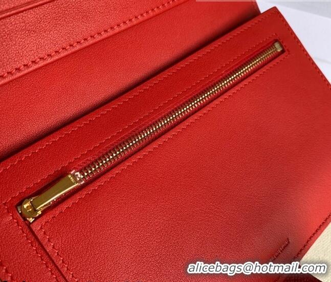 Chic Grade Celine Palm-Grained Leather Large Strap Wallet CE1826 Red 2022