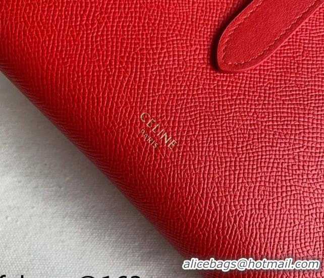 Chic Grade Celine Palm-Grained Leather Large Strap Wallet CE1826 Red 2022