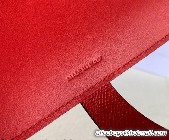 Super Quality Celine Palm-Grained Leather Large Strap Wallet CE1826 Red/Black 2022