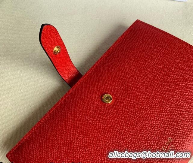 Super Quality Celine Palm-Grained Leather Large Strap Wallet CE1826 Red/Black 2022