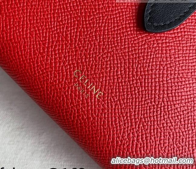 Super Quality Celine Palm-Grained Leather Large Strap Wallet CE1826 Red/Black 2022