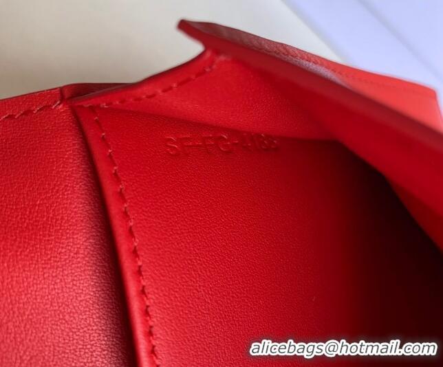 Super Quality Celine Palm-Grained Leather Large Strap Wallet CE1826 Red/Black 2022