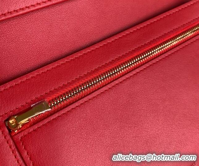 Super Quality Celine Palm-Grained Leather Large Strap Wallet CE1826 Red/Black 2022