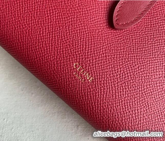 Popular Style Celine Palm-Grained Leather Large Strap Wallet CE1826 Dark Red 2022