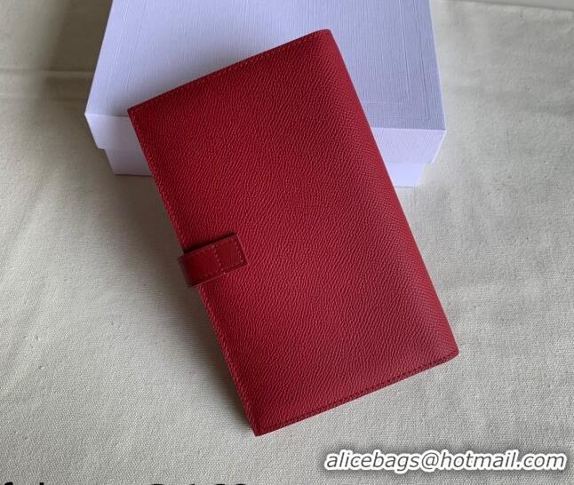 Popular Style Celine Palm-Grained Leather Large Strap Wallet CE1826 Dark Red 2022