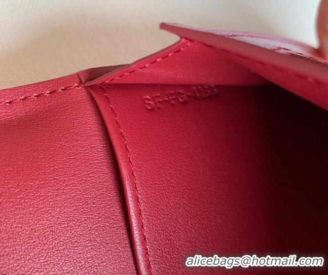 Popular Style Celine Palm-Grained Leather Large Strap Wallet CE1826 Dark Red 2022