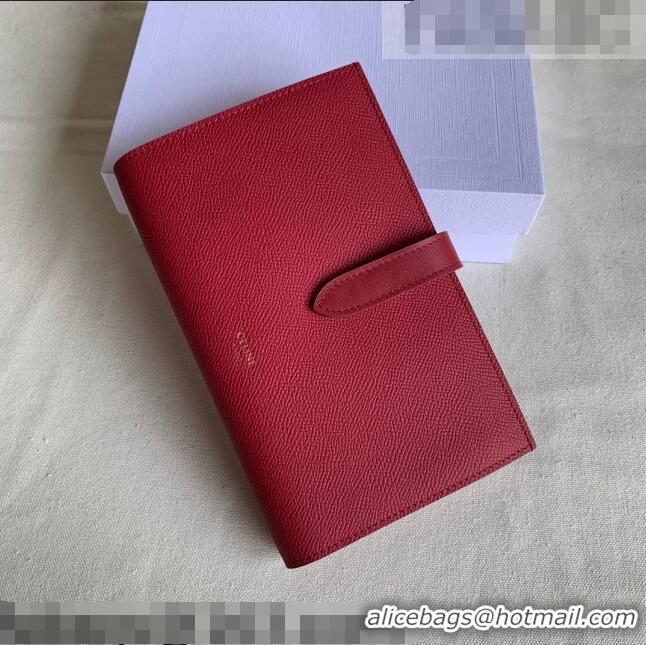 Popular Style Celine Palm-Grained Leather Large Strap Wallet CE1826 Dark Red 2022