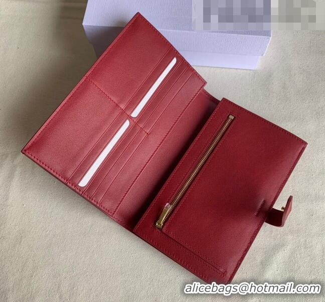 Popular Style Celine Palm-Grained Leather Large Strap Wallet CE1826 Dark Red 2022