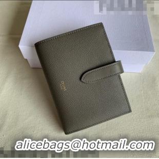 Shop Best Celine Palm-Grained Leather Medium Strap Wallet CE1826 Grey 2022