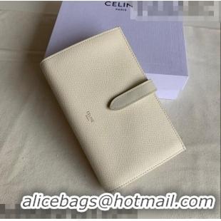 Traditional Discount Celine Palm-Grained Leather Large Strap Wallet CE1826 White 2022