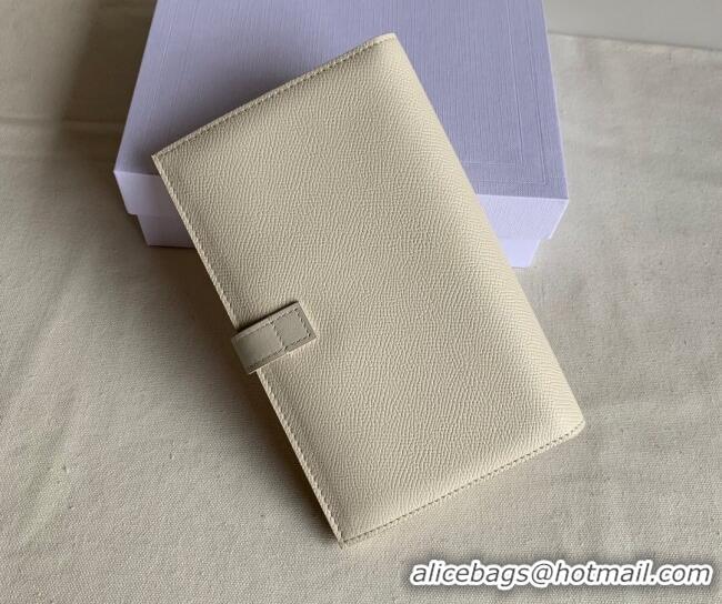 Traditional Discount Celine Palm-Grained Leather Large Strap Wallet CE1826 White 2022