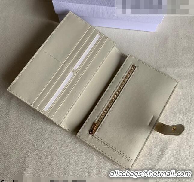 Traditional Discount Celine Palm-Grained Leather Large Strap Wallet CE1826 White 2022