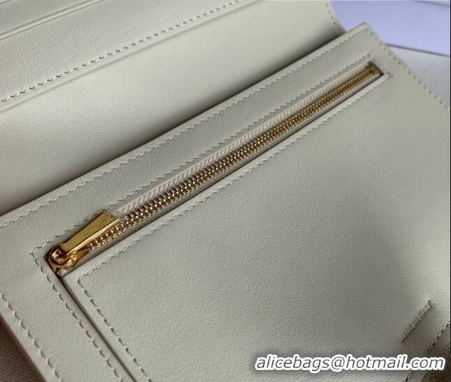 Traditional Discount Celine Palm-Grained Leather Large Strap Wallet CE1826 White 2022