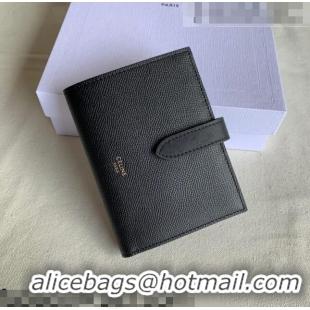 Buy Discount Celine Palm-Grained Leather Medium Strap Wallet CE1827 Black 2022