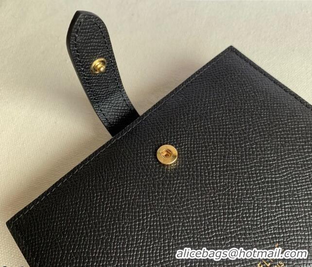 Buy Discount Celine Palm-Grained Leather Medium Strap Wallet CE1827 Black 2022