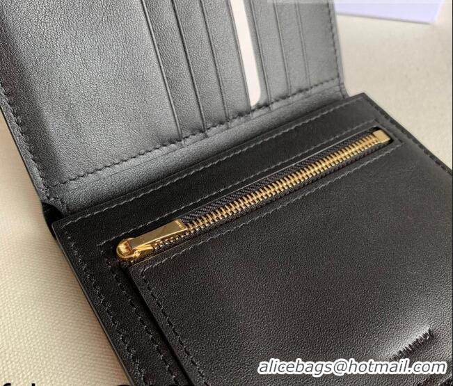 Buy Discount Celine Palm-Grained Leather Medium Strap Wallet CE1827 Black 2022