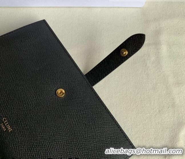 Buy Fashionable Celine Palm-Grained Leather Large Strap Wallet CE1826 Black 2022