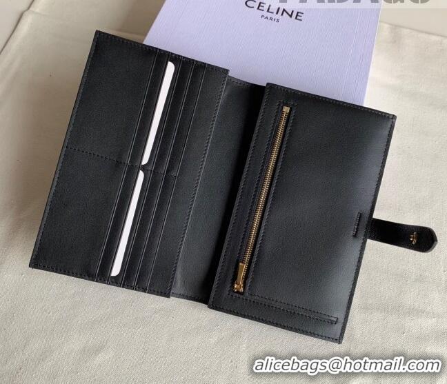 Buy Fashionable Celine Palm-Grained Leather Large Strap Wallet CE1826 Black 2022