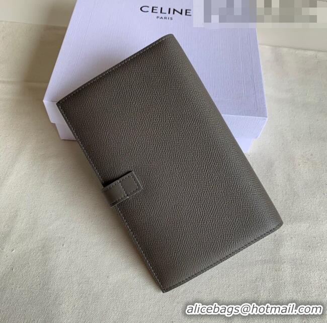 New Design Celine Palm-Grained Leather Large Strap Wallet CE1826 Grey 2022